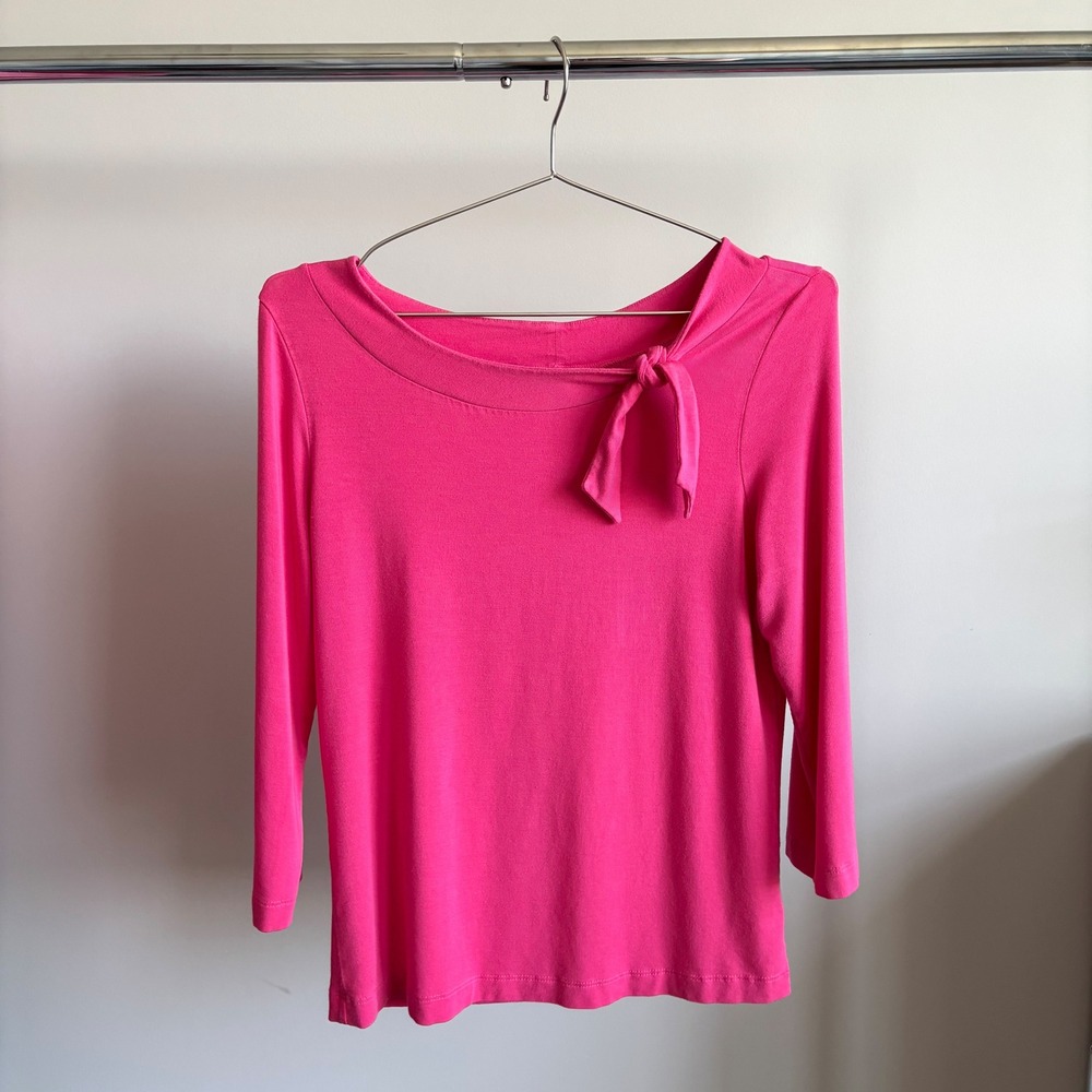 Vintage Banana Republic Top M Hot Pink Side Tie Boatneck Y2K Barbie Bimbo Girly